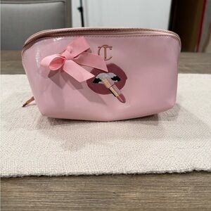 Elegant Pink Cosmetic Bag with Bow Accent